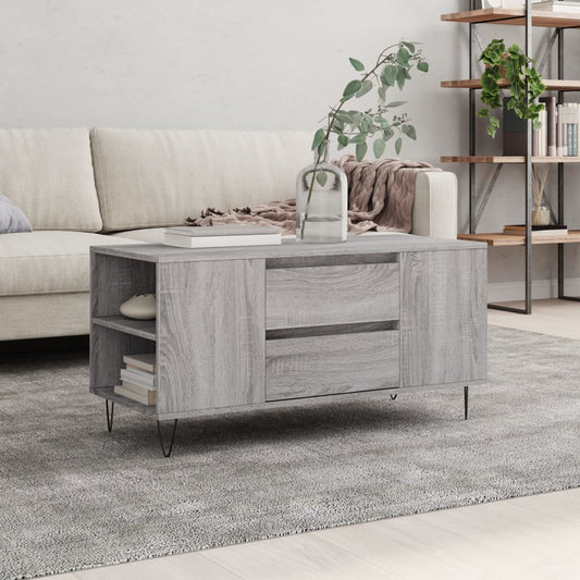 Tavolino Salotto Grigio Sonoma 102x44,5x50 cm Legno Multistrato | homemem39
