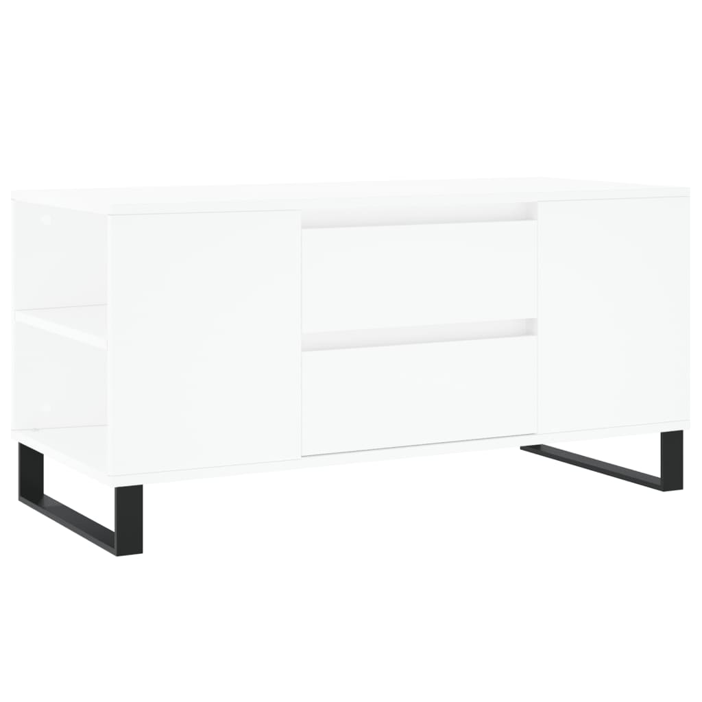 Tavolino da Salotto Bianco 102x44,5x50 cm in Legno Multistrato | homemem39
