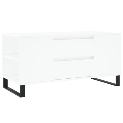 Tavolino da Salotto Bianco 102x44,5x50 cm in Legno Multistrato | homemem39