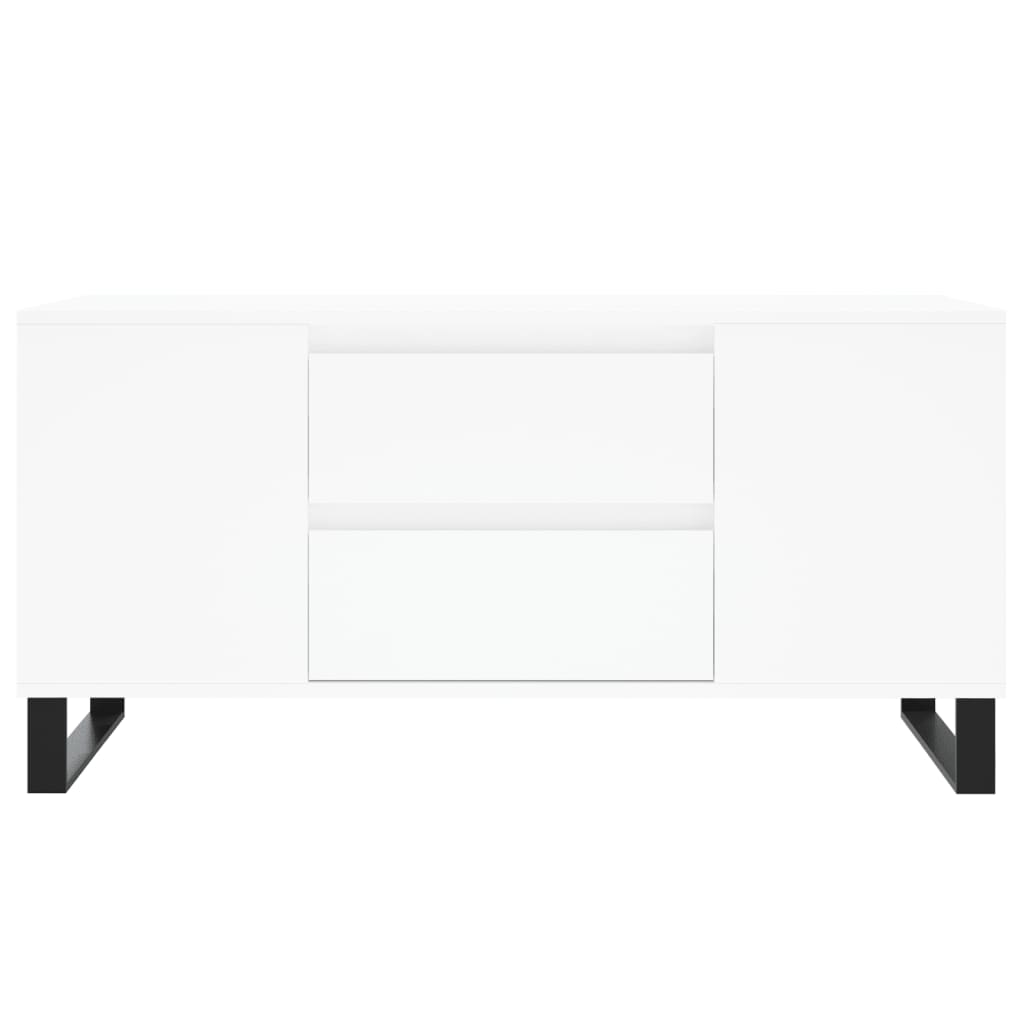 Tavolino da Salotto Bianco 102x44,5x50 cm in Legno Multistrato | homemem39