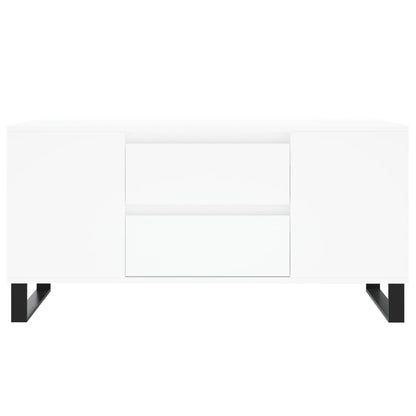 Tavolino da Salotto Bianco 102x44,5x50 cm in Legno Multistrato