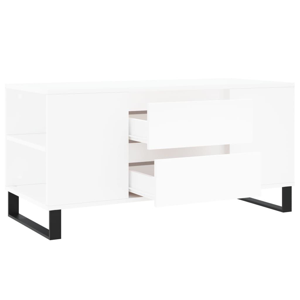 Tavolino da Salotto Bianco 102x44,5x50 cm in Legno Multistrato | homemem39