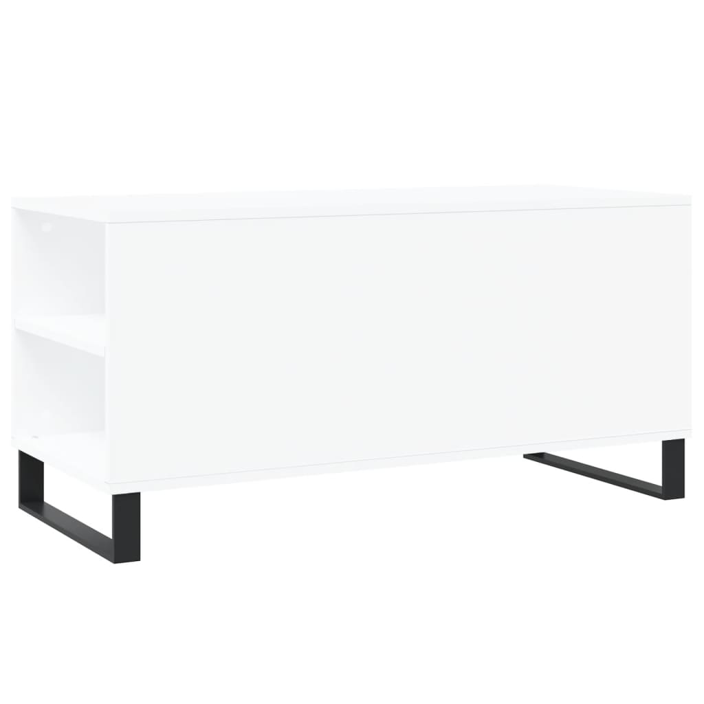 Tavolino da Salotto Bianco 102x44,5x50 cm in Legno Multistrato | homemem39