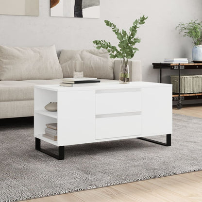 Tavolino da Salotto Bianco 102x44,5x50 cm in Legno Multistrato | homemem39