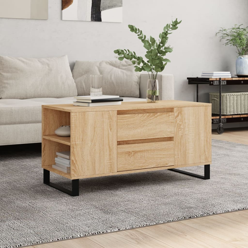 Tavolino Salotto Rovere Sonoma 102x44,5x50 cm Legno Multistrato | homemem39