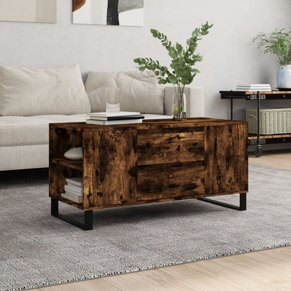 Tavolino da Salotto Rovere Fumo 102x44,5x50cm Legno Multistrato | homemem39