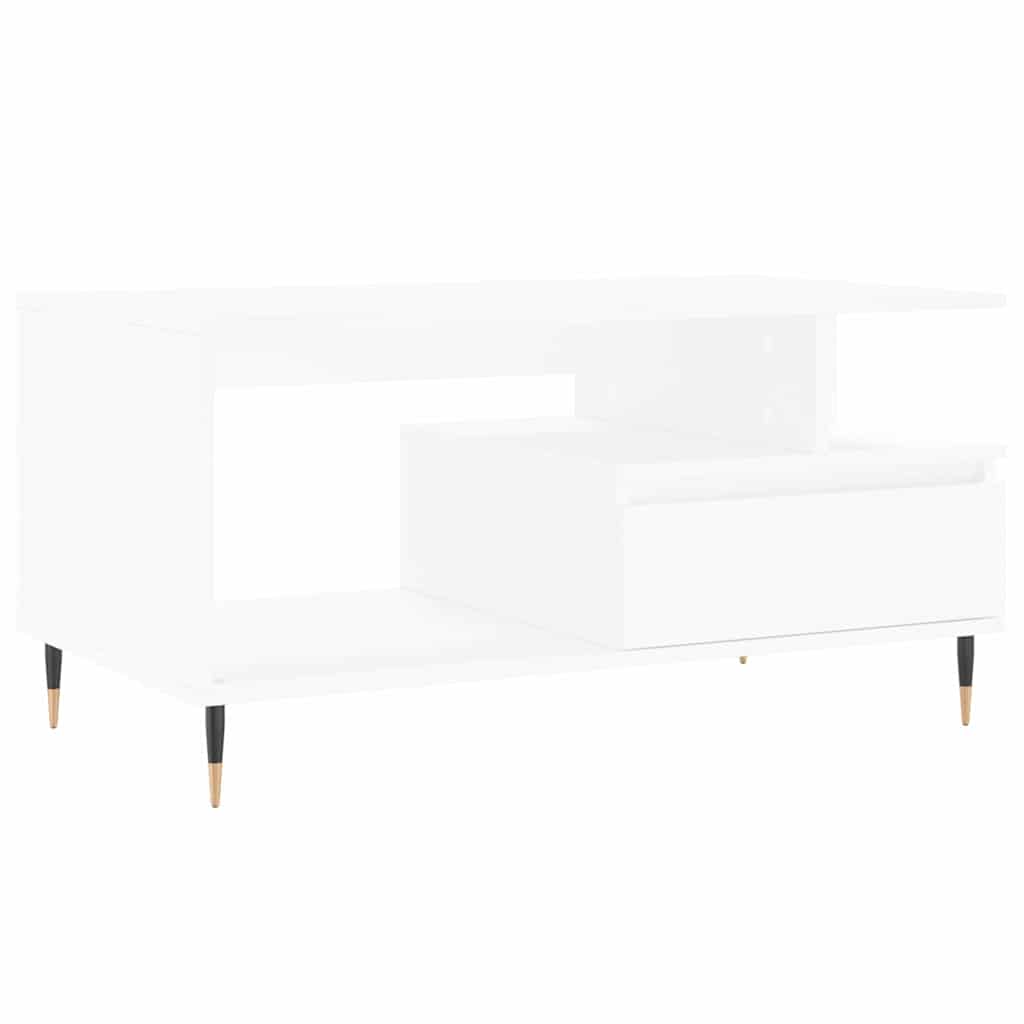 Tavolino da Salotto Bianco 90x49x45 cm in Legno Multistrato