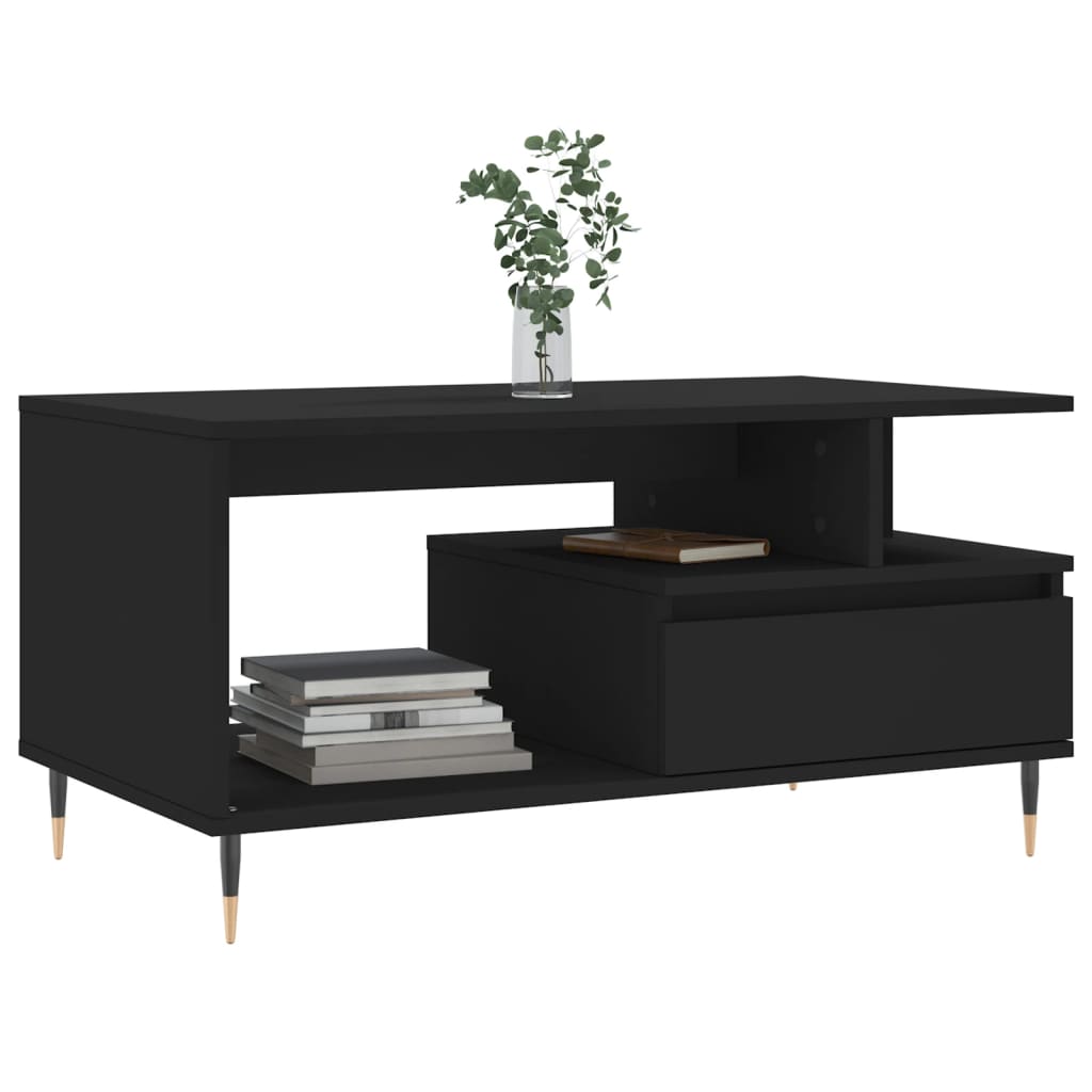 Tavolino da Salotto Nero 90x49x45 cm in Legno Multistrato | homemem39
