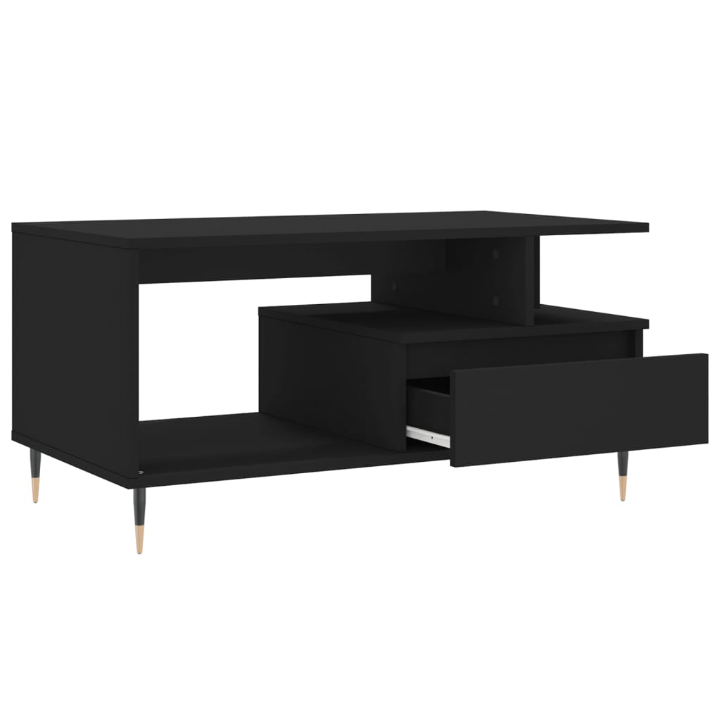 Tavolino da Salotto Nero 90x49x45 cm in Legno Multistrato | homemem39