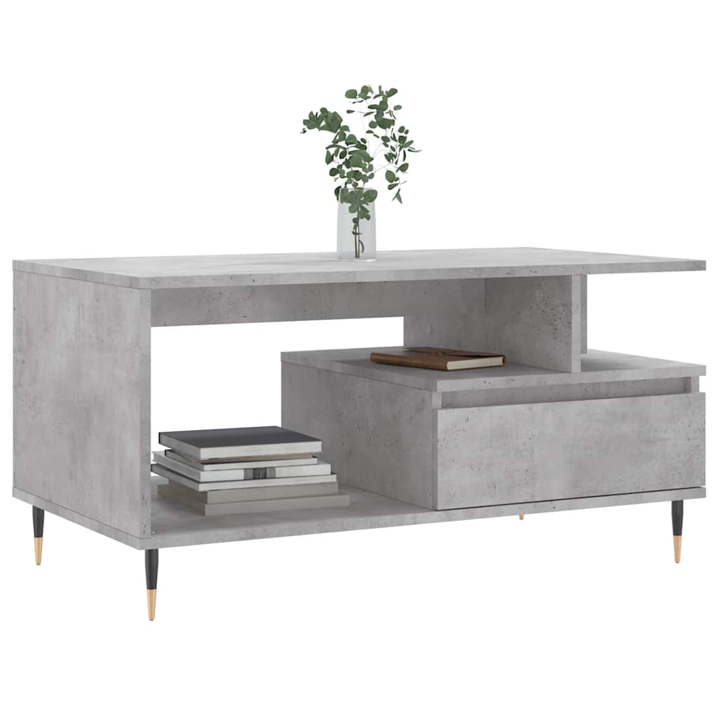 Tavolino Salotto Grigio Cemento 90x49x45 cm Legno Multistrato | homemem39