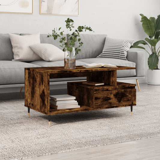 Tavolino da Salotto Rovere Fumo 90x49x45 cm Legno Multistrato | homemem39