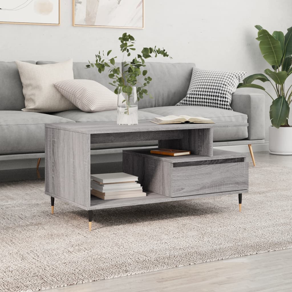 Tavolino da Salotto Grigio Sonoma 90x49x45 cm Legno Multistrato | homemem39