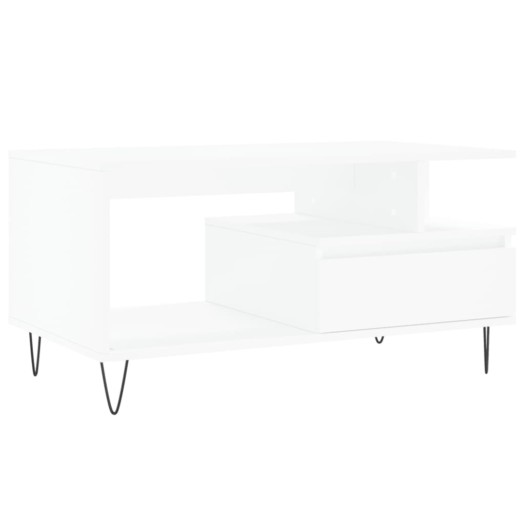 Tavolino da Salotto Bianco 90x49x45 cm in Legno Multistrato | homemem39