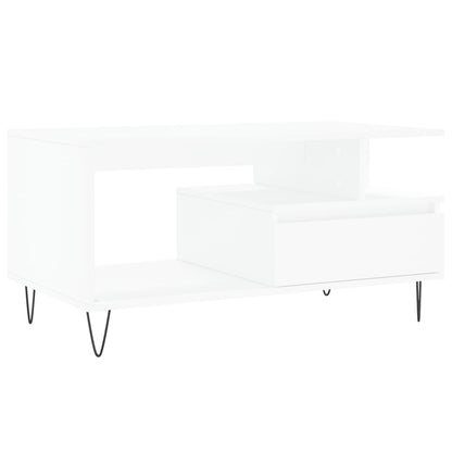 Tavolino da Salotto Bianco 90x49x45 cm in Legno Multistrato | homemem39