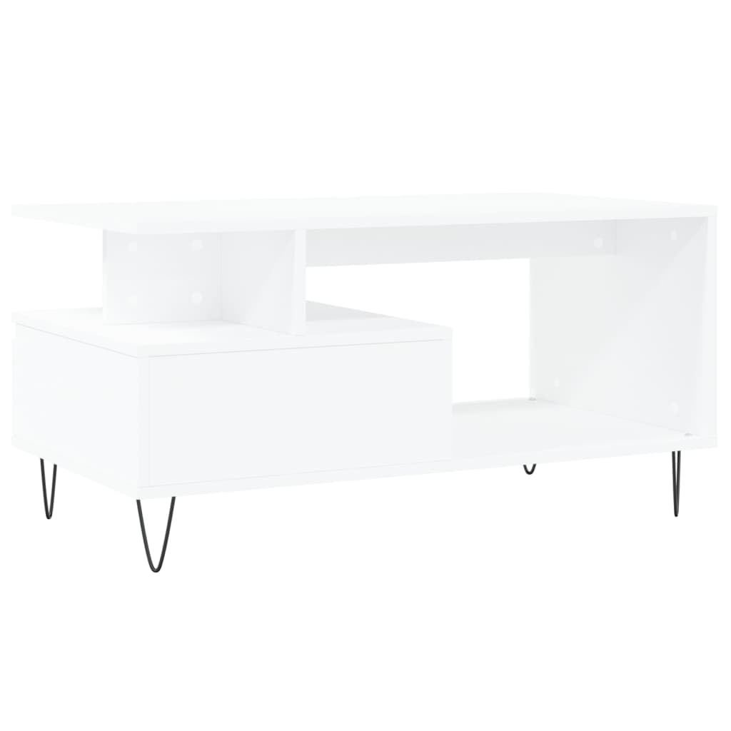 Tavolino da Salotto Bianco 90x49x45 cm in Legno Multistrato | homemem39