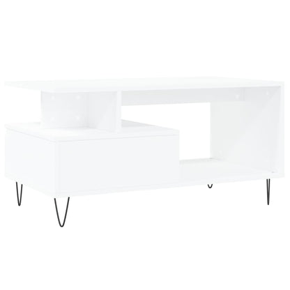 Tavolino da Salotto Bianco 90x49x45 cm in Legno Multistrato | homemem39