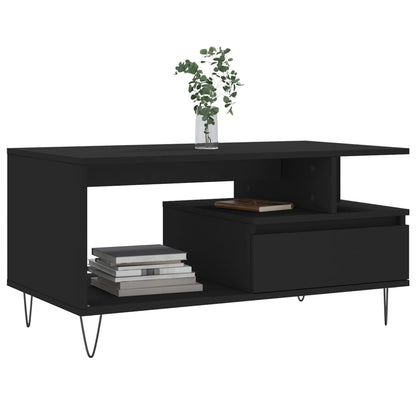 Tavolino da Salotto Nero 90x49x45 cm in Legno Multistrato | homemem39