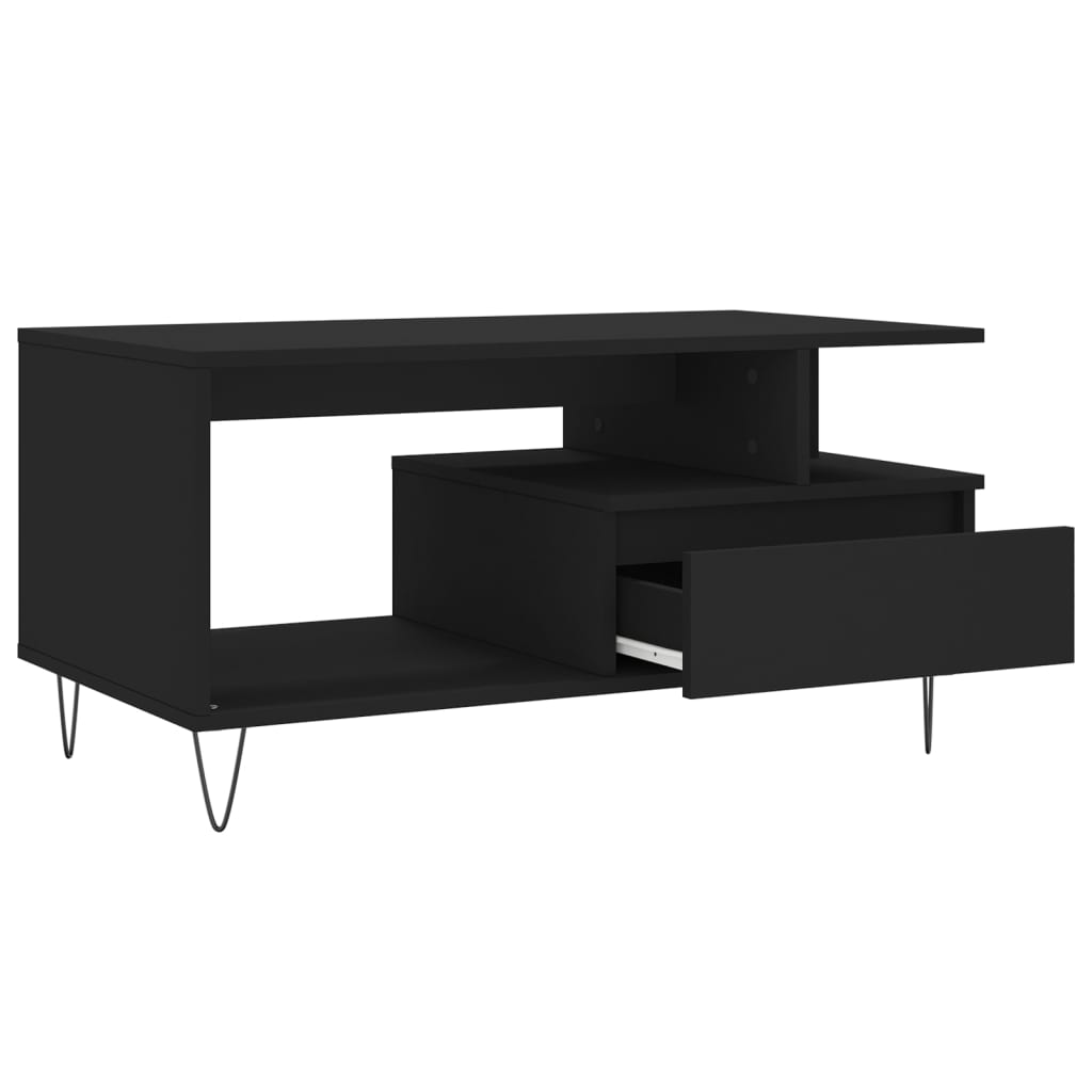 Tavolino da Salotto Nero 90x49x45 cm in Legno Multistrato | homemem39