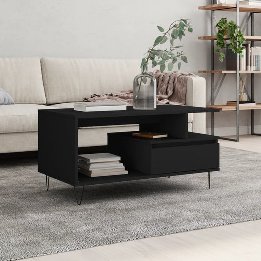 Tavolino da Salotto Nero 90x49x45 cm in Legno Multistrato | homemem39