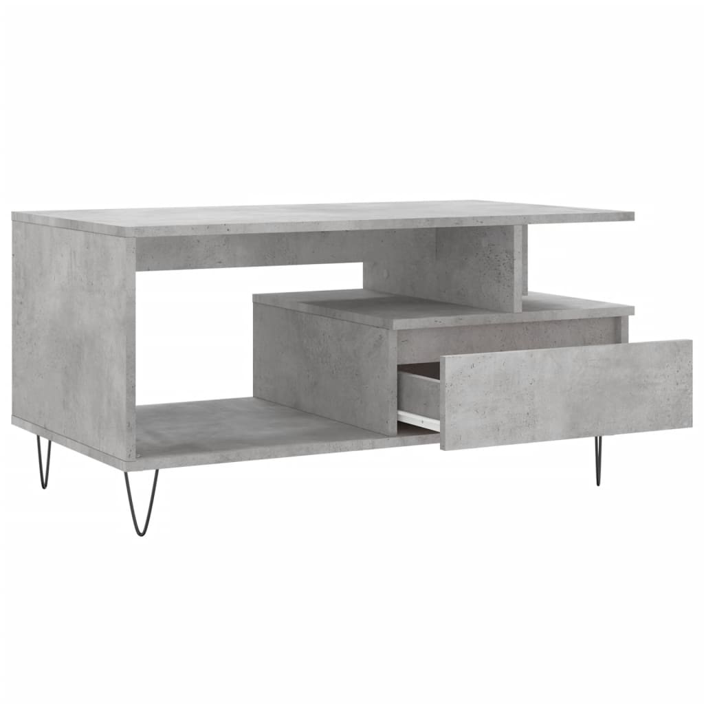 Tavolino Salotto Grigio Cemento 90x49x45 cm Legno Multistrato | homemem39