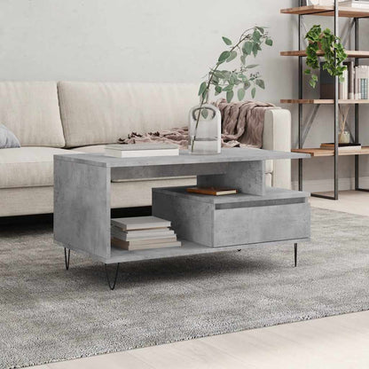 Tavolino Salotto Grigio Cemento 90x49x45 cm Legno Multistrato