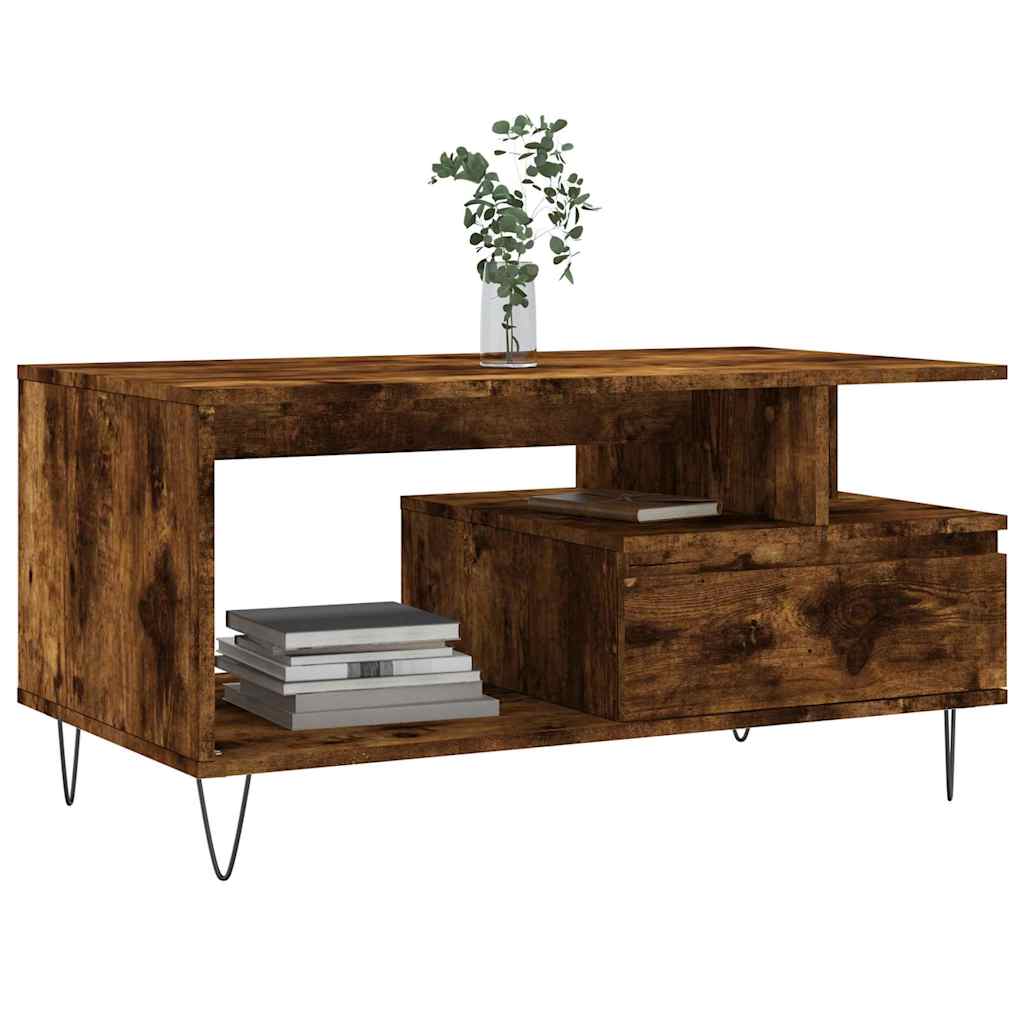 Tavolino da Salotto Rovere Fumo 90x49x45 cm Legno Multistrato | homemem39