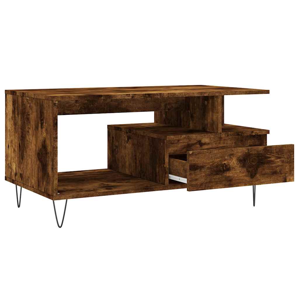 Tavolino da Salotto Rovere Fumo 90x49x45 cm Legno Multistrato | homemem39