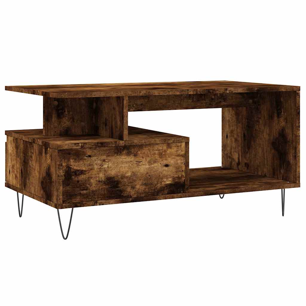 Tavolino da Salotto Rovere Fumo 90x49x45 cm Legno Multistrato | homemem39