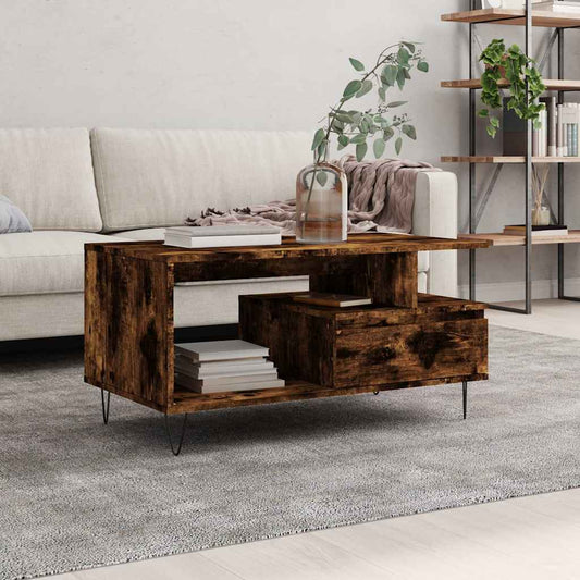 Tavolino da Salotto Rovere Fumo 90x49x45 cm Legno Multistrato | homemem39