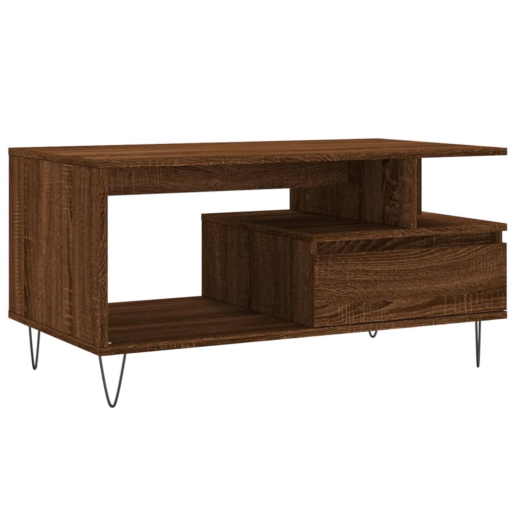 Tavolino Salotto Rovere Marrone 90x49x45 cm Legno Multistrato | homemem39