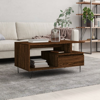 Tavolino Salotto Rovere Marrone 90x49x45 cm Legno Multistrato | homemem39