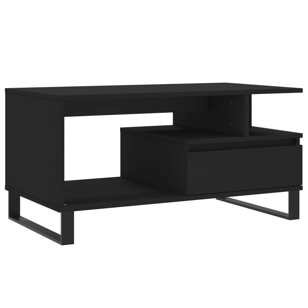 Tavolino da Salotto Nero 90x49x45 cm in Legno Multistrato | homemem39