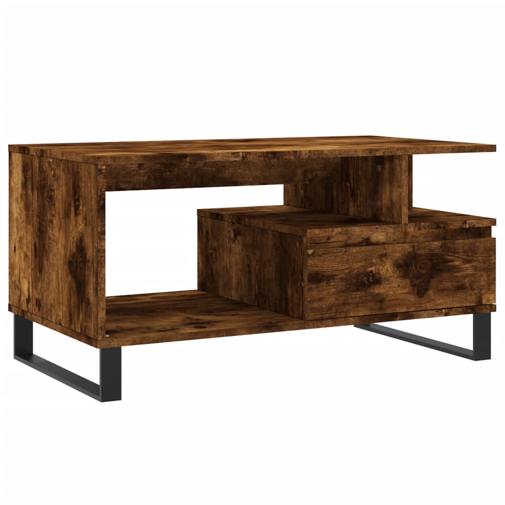Tavolino da Salotto Rovere Fumo 90x49x45 cm Legno Multistrato | homemem39