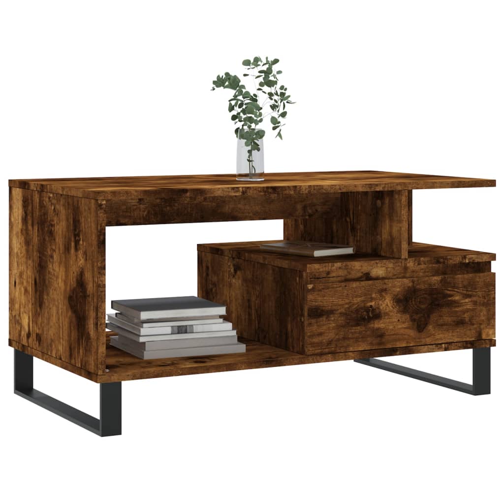 Tavolino da Salotto Rovere Fumo 90x49x45 cm Legno Multistrato | homemem39