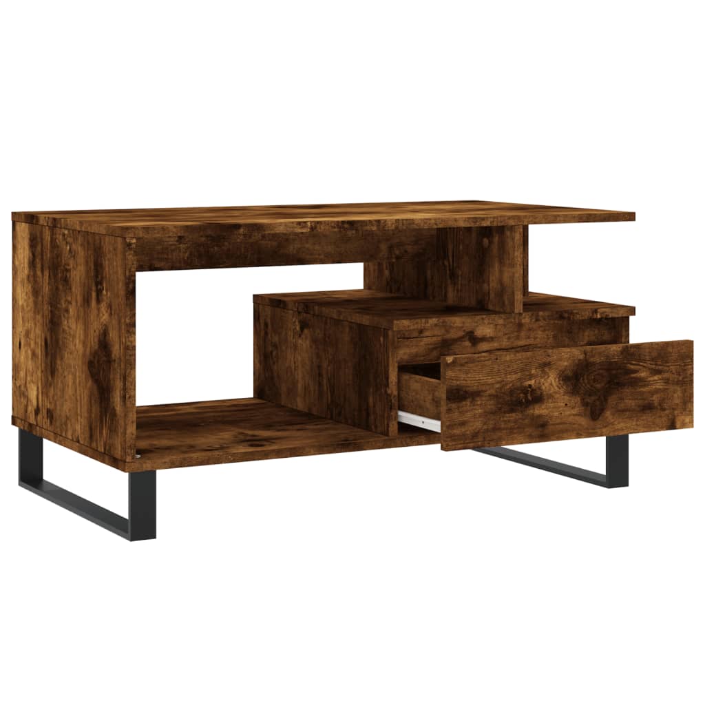 Tavolino da Salotto Rovere Fumo 90x49x45 cm Legno Multistrato | homemem39