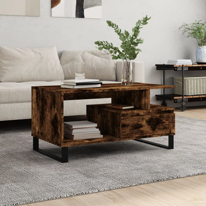 Tavolino da Salotto Rovere Fumo 90x49x45 cm Legno Multistrato | homemem39