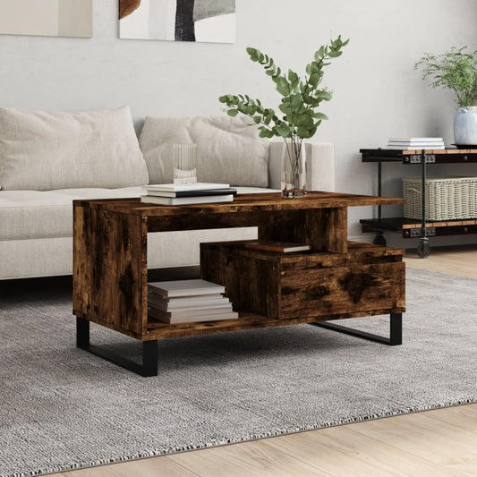 Tavolino da Salotto Rovere Fumo 90x49x45 cm Legno Multistrato | homemem39