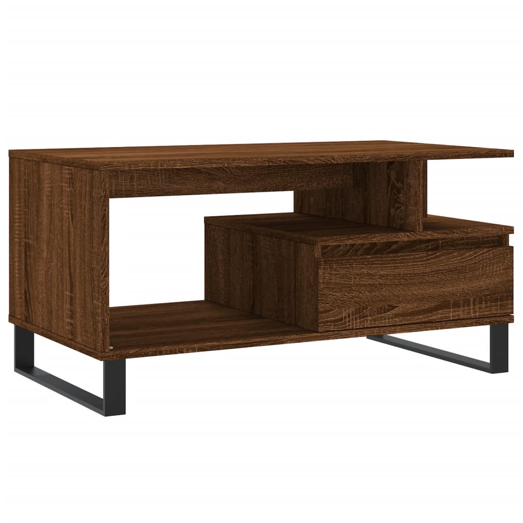 Tavolino Salotto Rovere Marrone 90x49x45 cm Legno Multistrato | homemem39