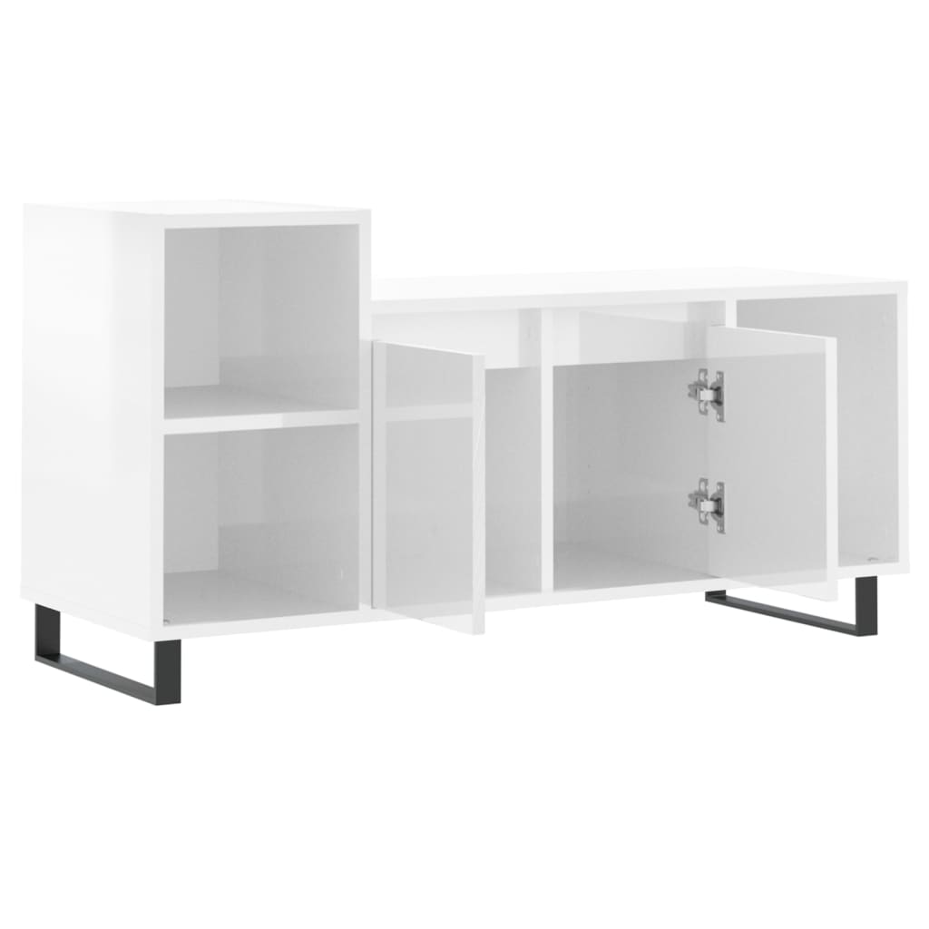Mobile Porta TV Bianco Lucido 100x35x55 cm in Legno Multistrato - homemem39