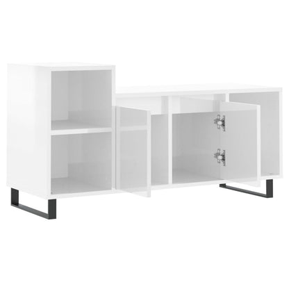 Mobile Porta TV Bianco Lucido 100x35x55 cm in Legno Multistrato - homemem39