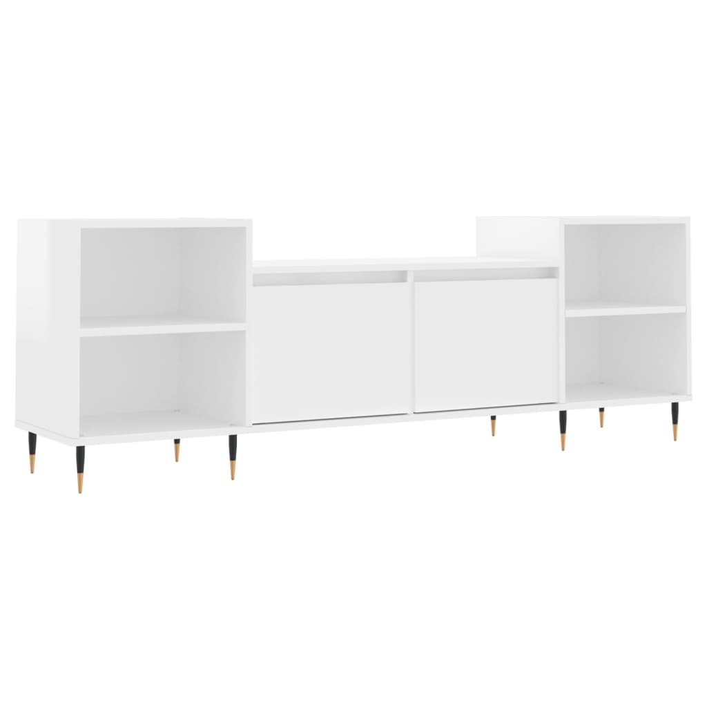 Mobile Porta TV Bianco Lucido 160x35x55 cm in Legno Multistrato - homemem39