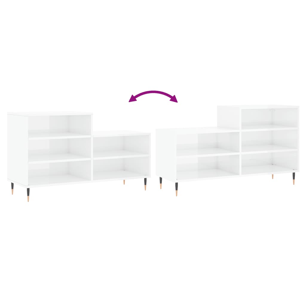 Scarpiera Bianco Lucido 102x36x60 cm in Legno Multistrato - homemem39