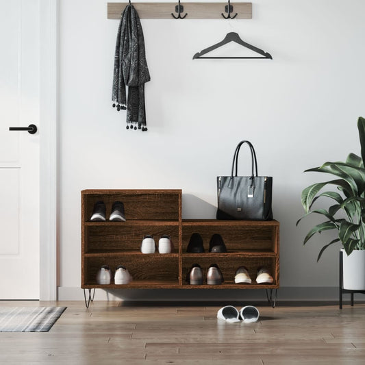 Scarpiera Rovere Marrone 102x36x60 cm in Legno Multistrato - homemem39