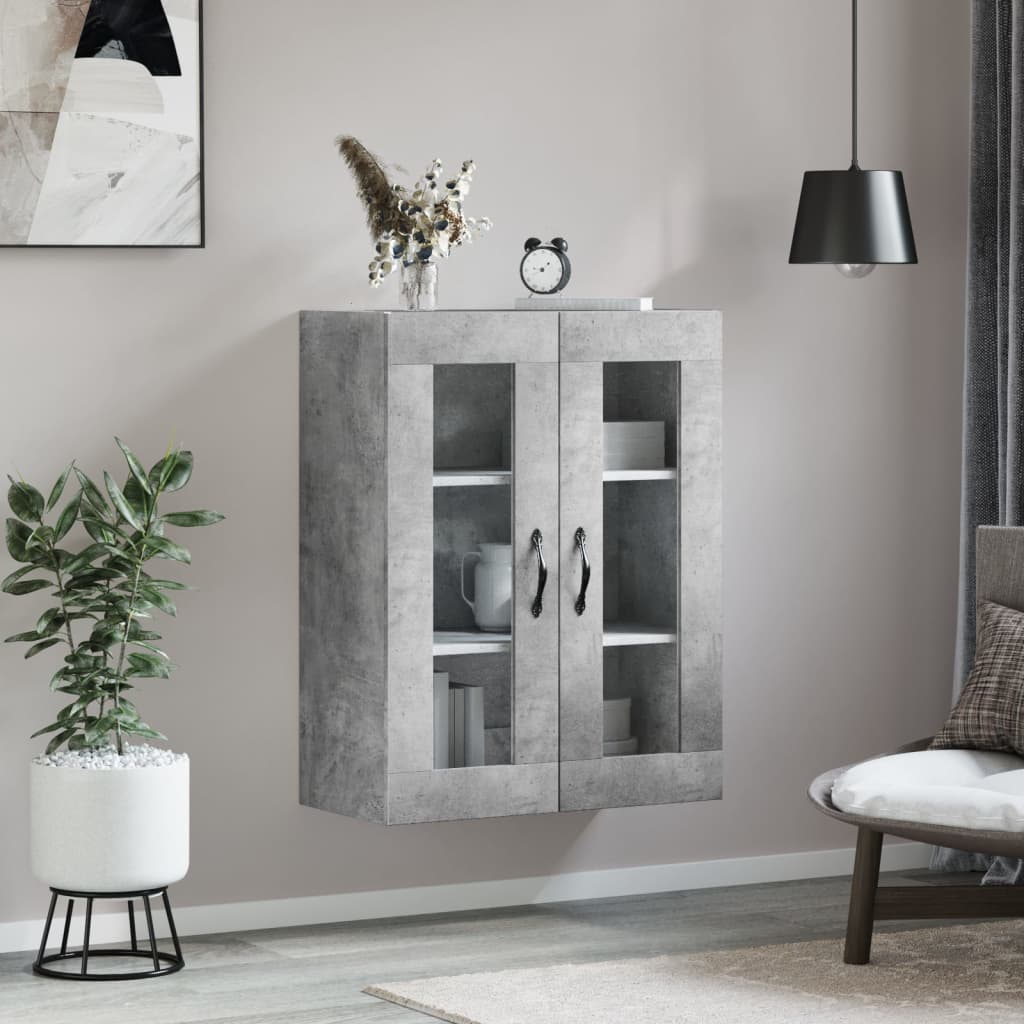 Mobile a Parete Grigio Cemento 69,5x34x90 cm Legno Multistrato - homemem39