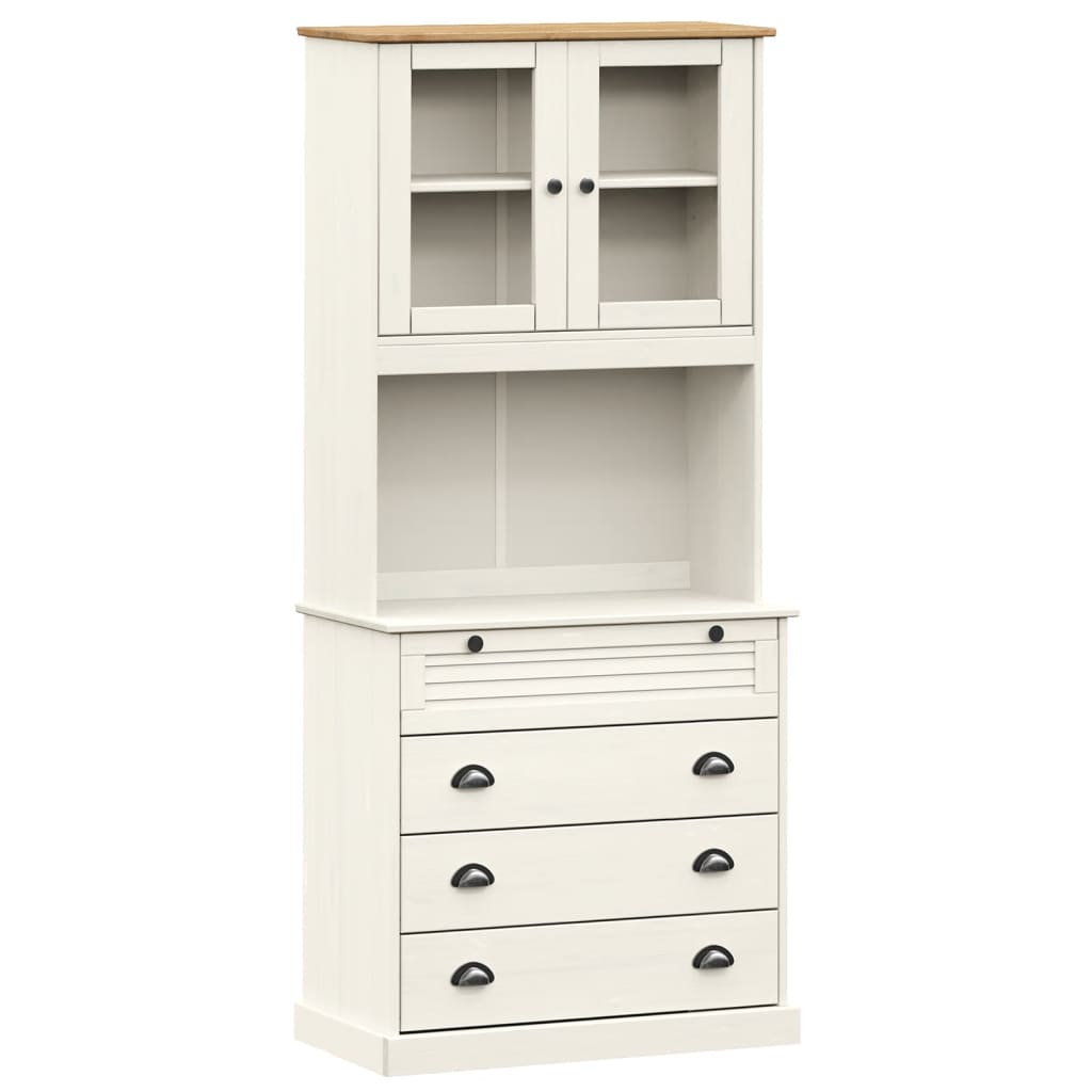 Credenza VIGO Bianca 80x40x176 cm in Legno Massello di Pino
