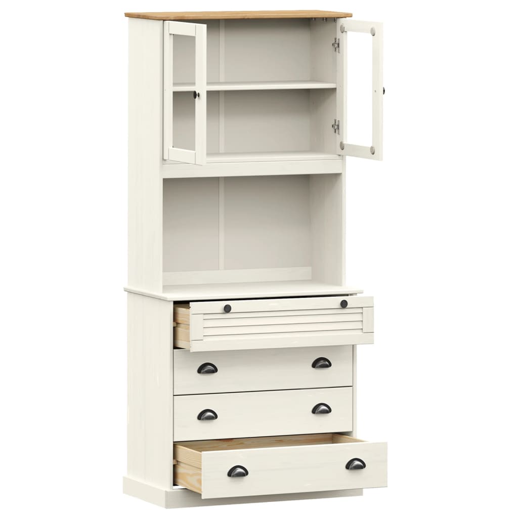 Credenza VIGO Bianca 80x40x176 cm in Legno Massello di Pino