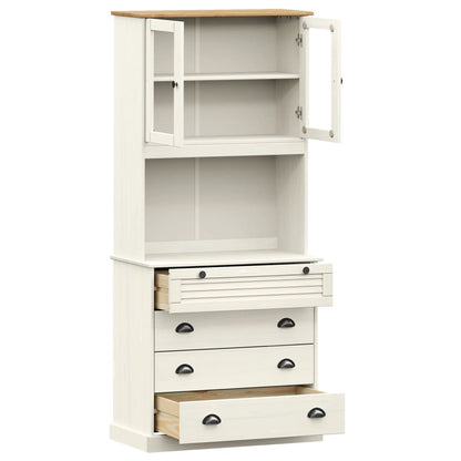 Credenza VIGO Bianca 80x40x176 cm in Legno Massello di Pino