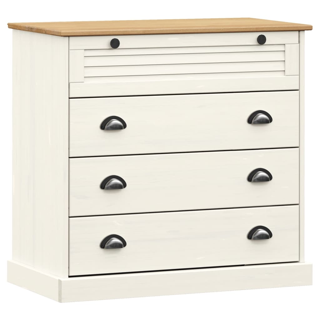 Credenza VIGO Bianca 80x40x176 cm in Legno Massello di Pino