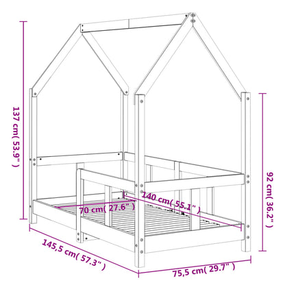 Giroletto per Bambini 70x140 cm in Legno Massello di Pino | homemem39
