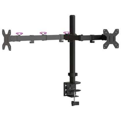 Supporto per Monitor Doppio in Acciaio Nero VESA 75/100 mm